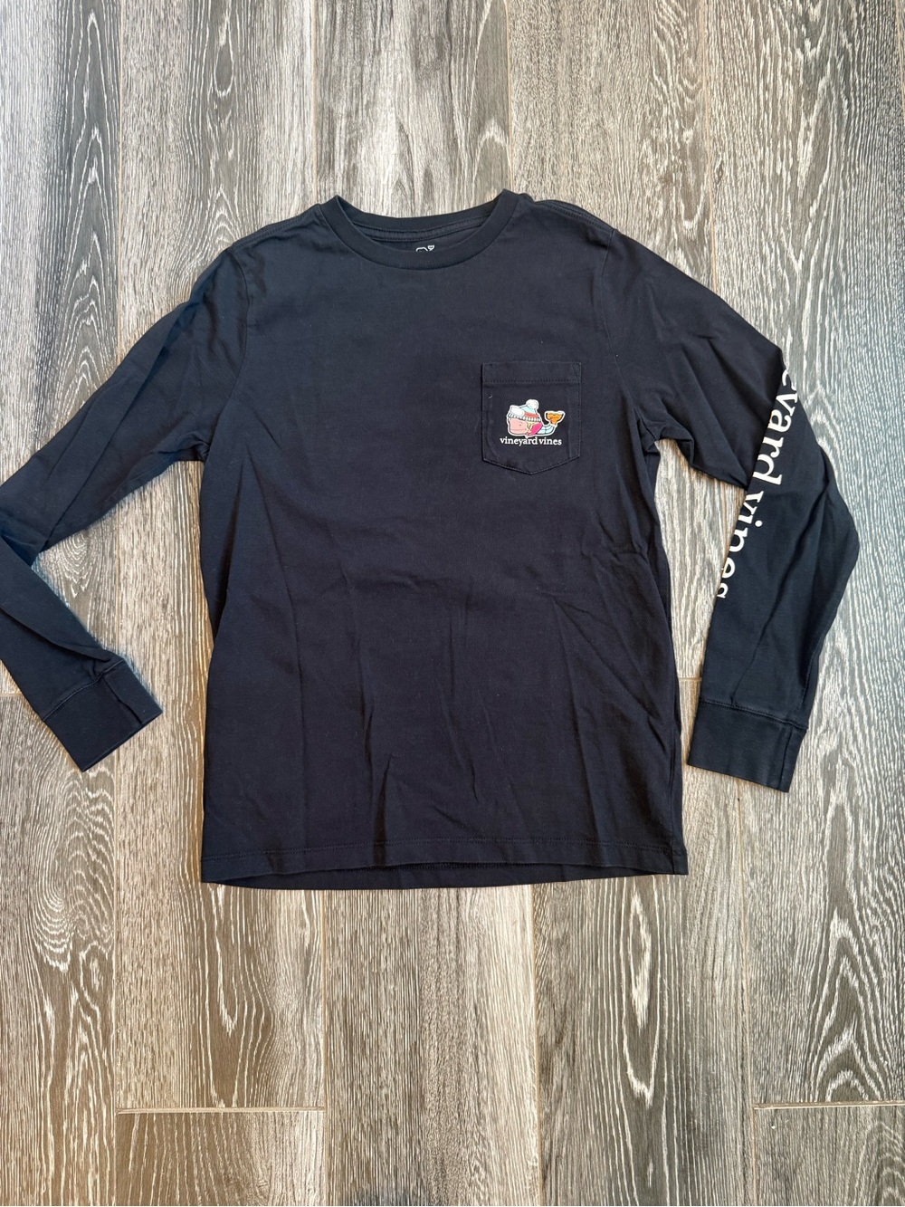 Vineyard Vines Black Long-Sleeve Pocket Tee with Sleeve Logo